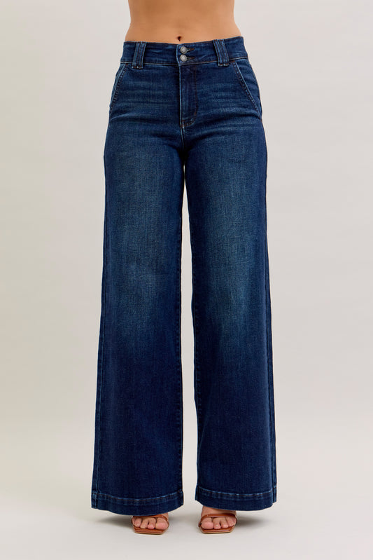 Judy Blue Trouser Wide Leg - Dark Wash