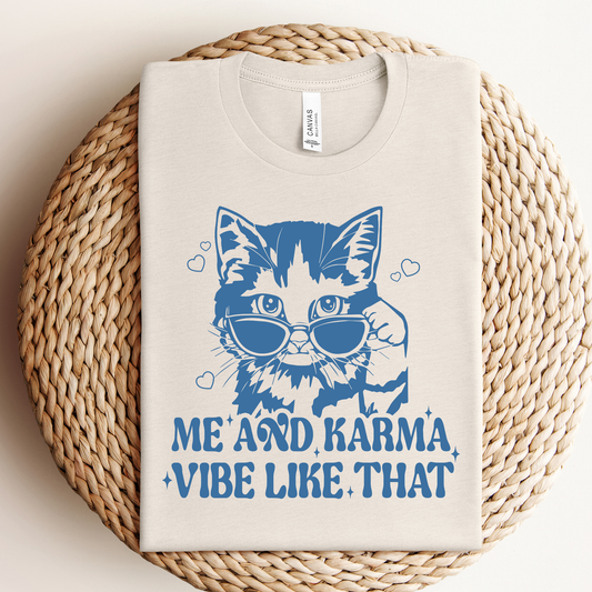 Karma Cat Graphic Tee or Crewneck