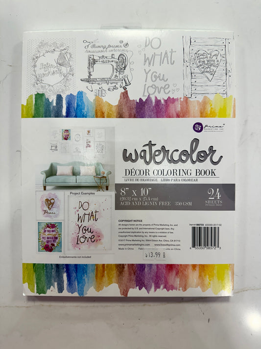 Prima Marketing Water Color Decor Coloring Book