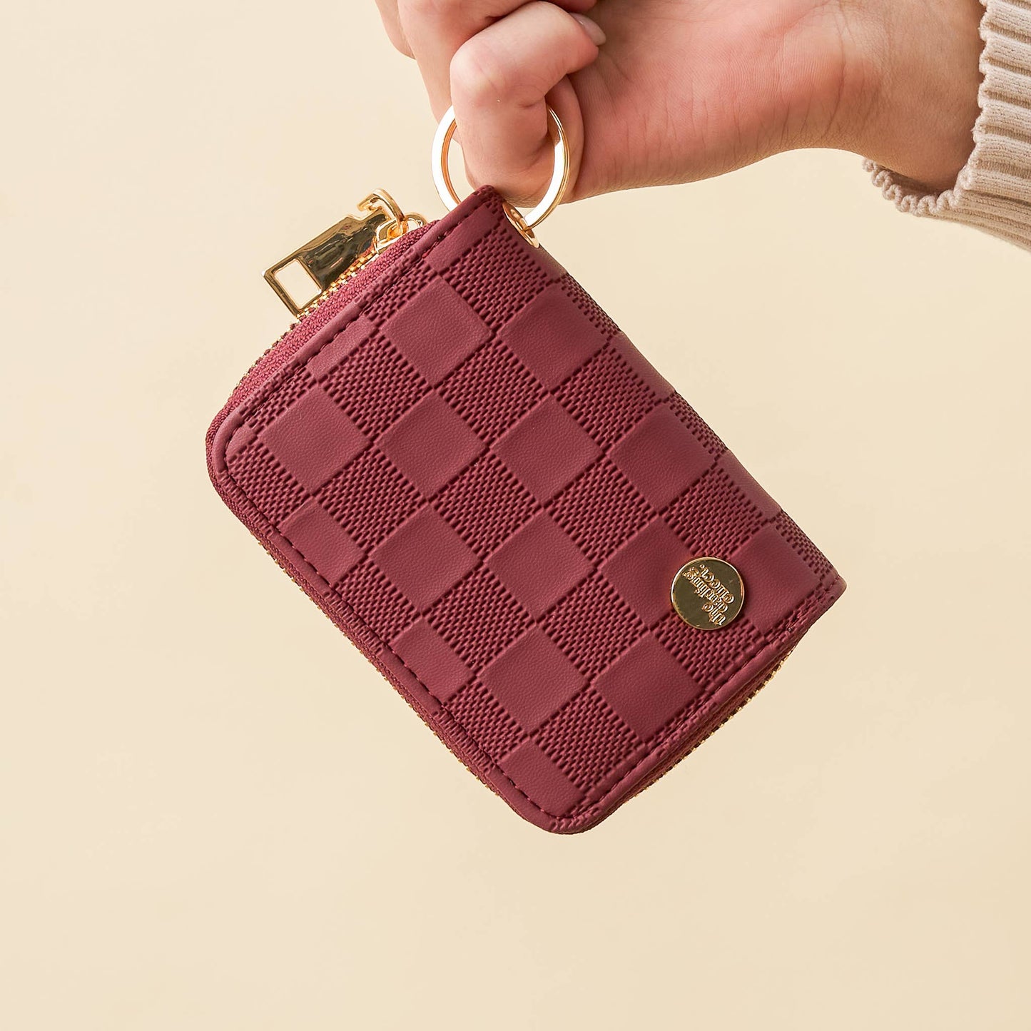 Zip Around Wallet-Plum Check