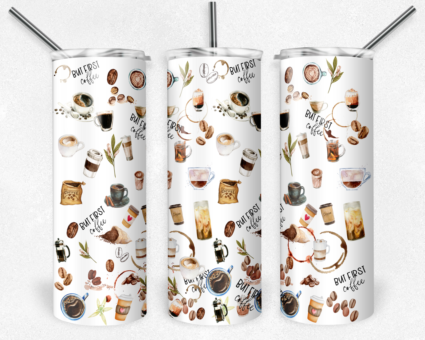 But First Coffee 20oz Skinny Tumbler