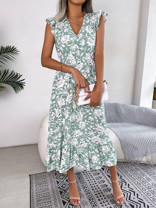Casual Sleeveless V-Neck Hok Long Dresses Waist Maxi