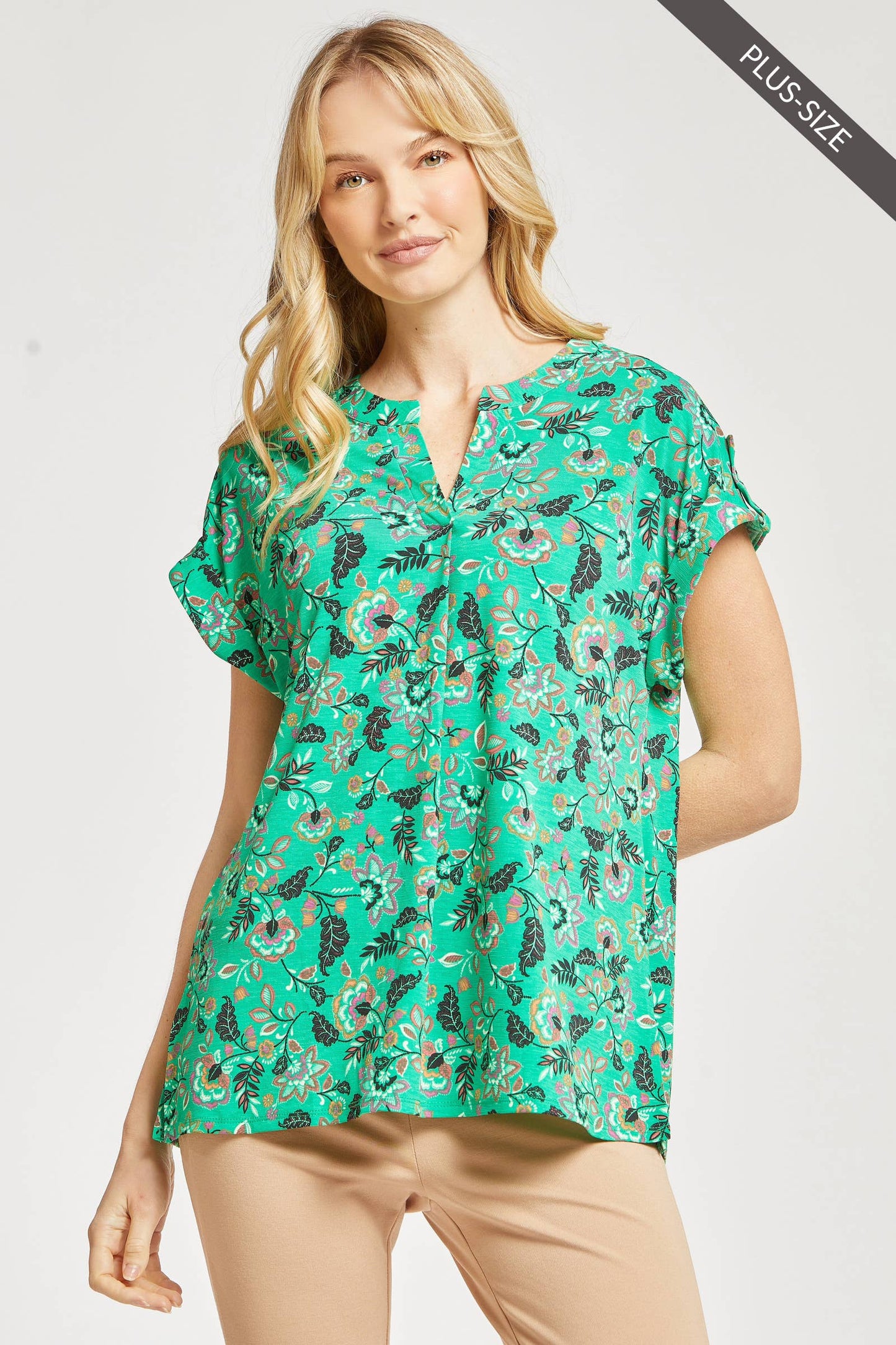 PLUS SIZE Lizzy Dolman Short Sleeve Wrinkle Free