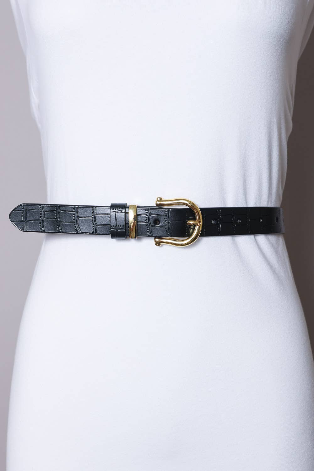 Faux Alligator Skin Leather Belt