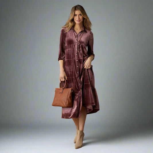 Romance Imagined Velour Dress - Plum