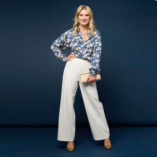 Cailin Silky Printed Button Top