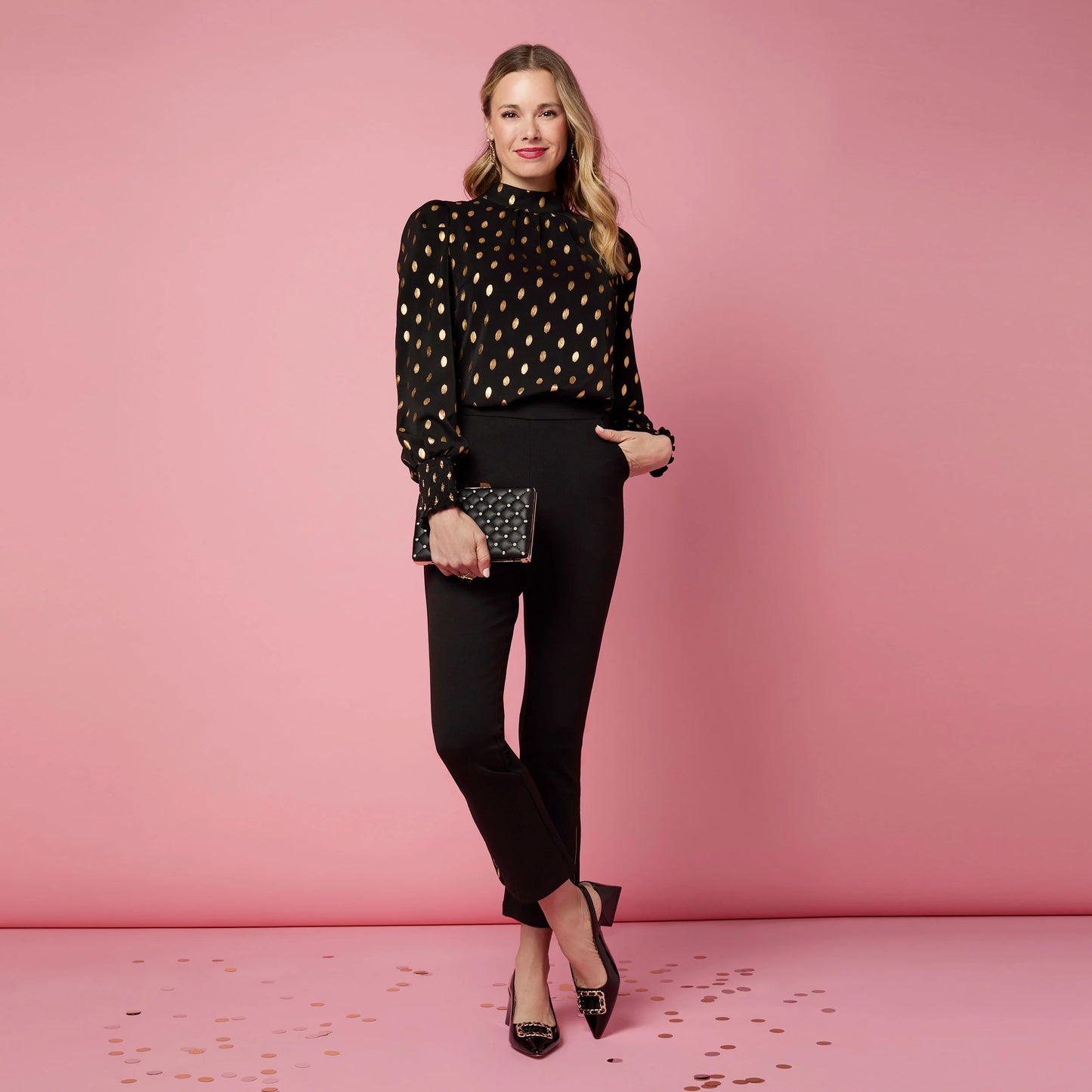 Darina Metallic Dot Blouse