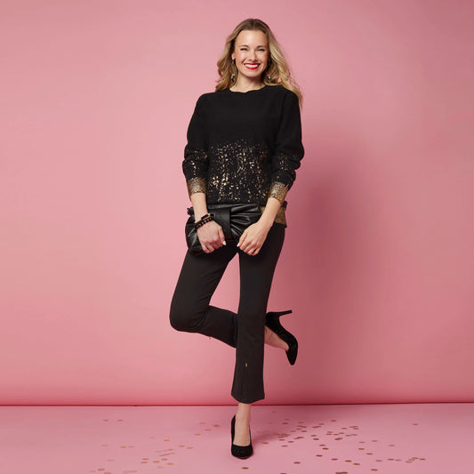 Tinlee Sweater with Metallic Splatter