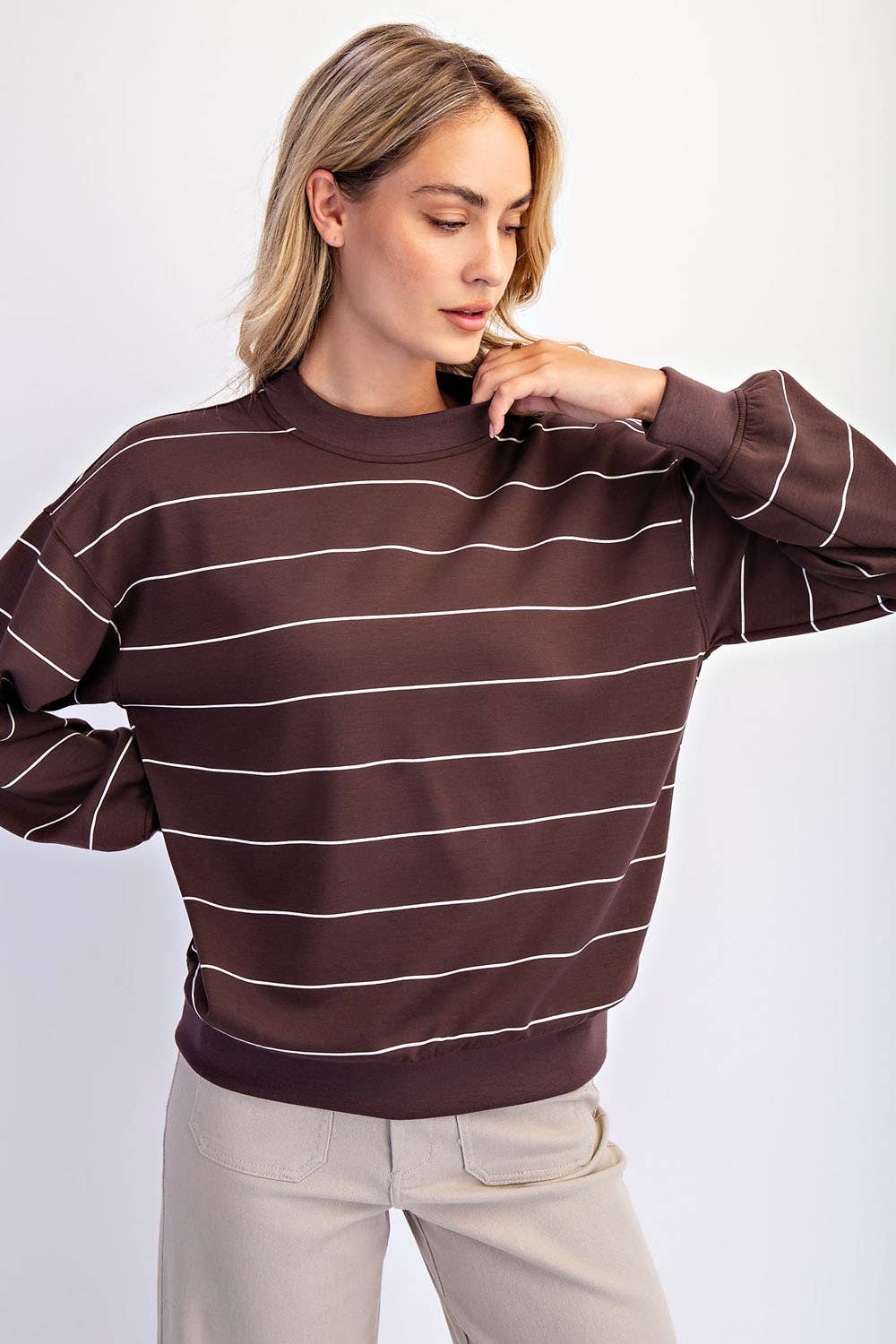 Modal Striped Crew Neck