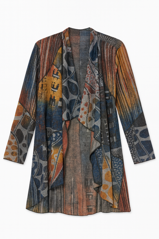 Kamana Cali Burnout Open Front Cardigan
