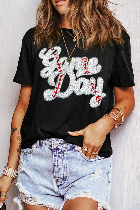 Baseball Game Day Sequin Tee
