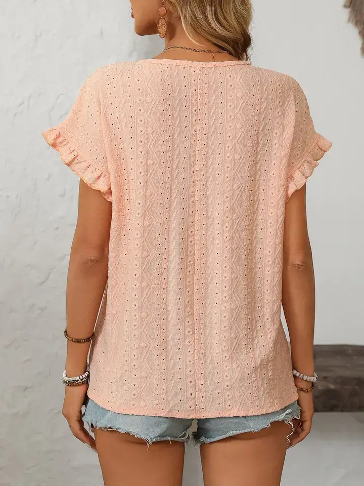 Hollow-Out Short-Sleeve Top