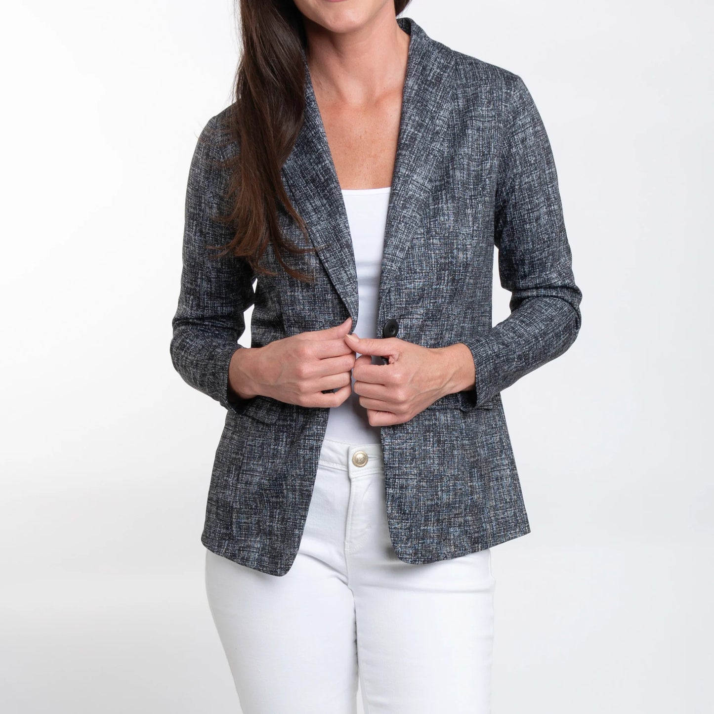 Gemma Stretch Jersey Heathered Domino Blazer