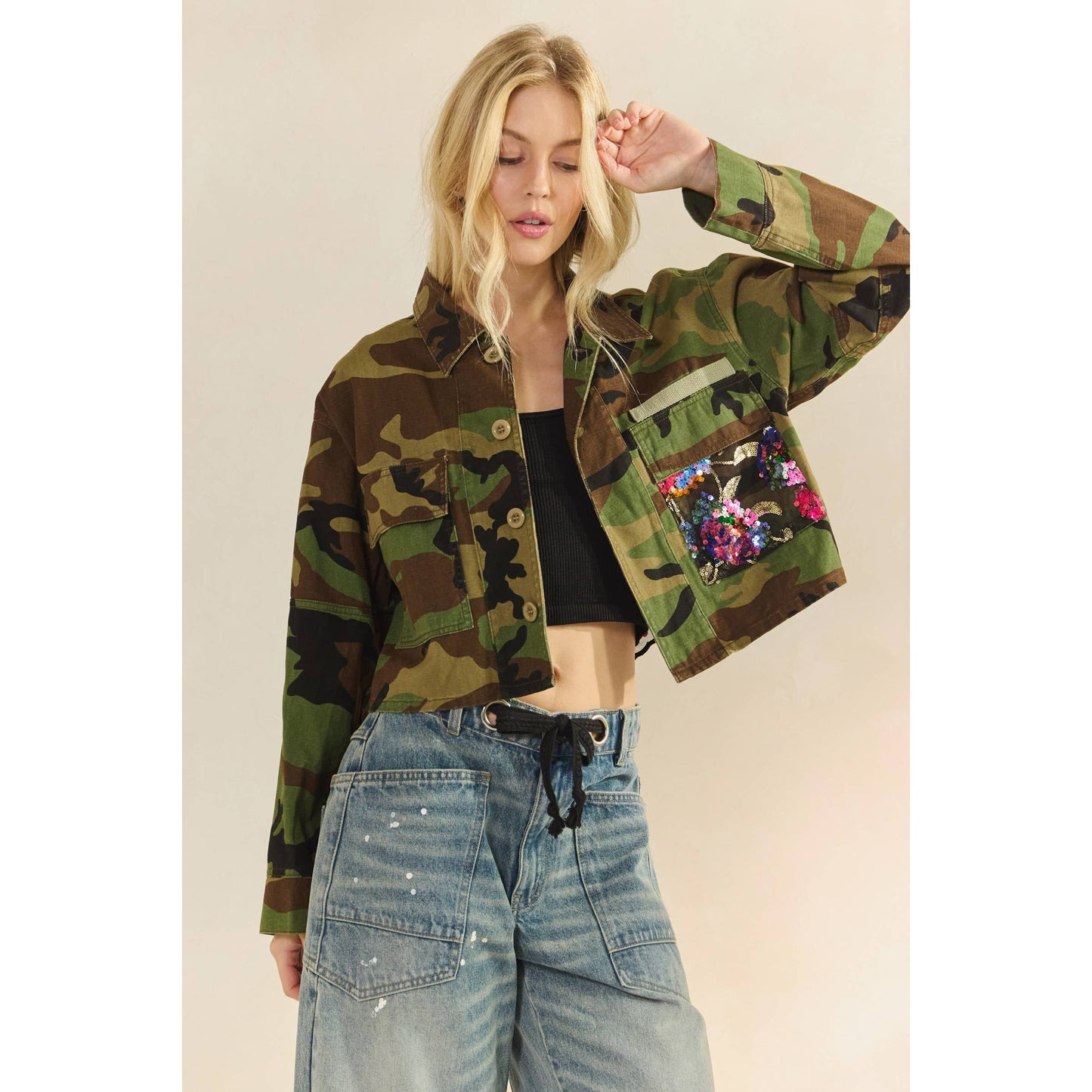 Sequin Bloom Camo Jacket