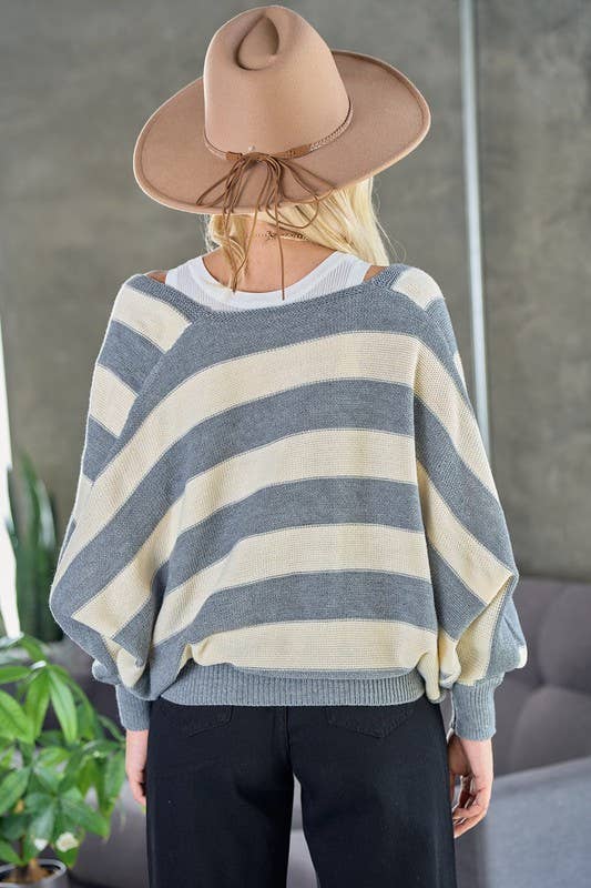 Stripe Surplice Sweater Top