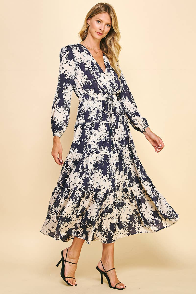 Floral Print Maxi Dress - Deep Violet