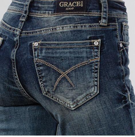 Grace LA  Bootcut - Mid Rise Simple Stitches