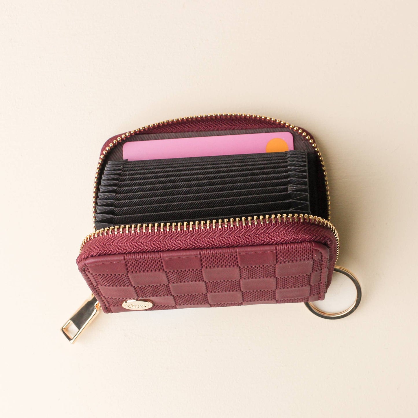 Zip Around Wallet-Plum Check