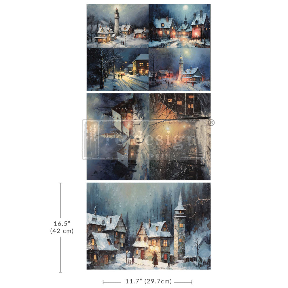 reDesign with Prima A3 Decoupage Fiber Pack - Snowy Twilight