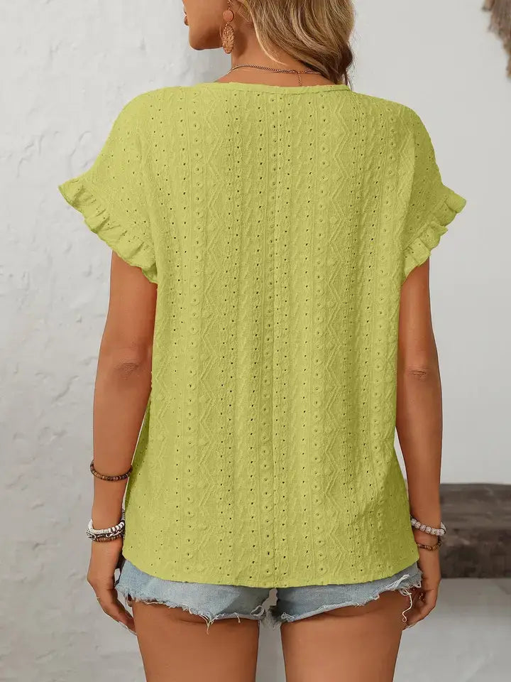 Hollow-Out Short-Sleeve Top