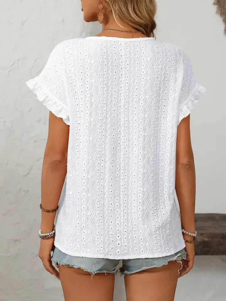 Hollow-Out Short-Sleeve Top
