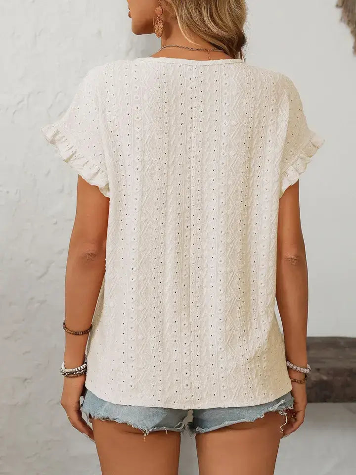 Hollow-Out Short-Sleeve Top