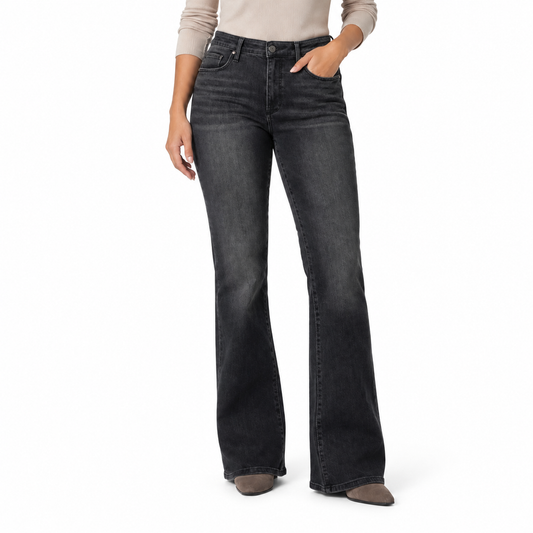 KUT from the Kloth Ana High Rise Flare - Black Intellect Wash