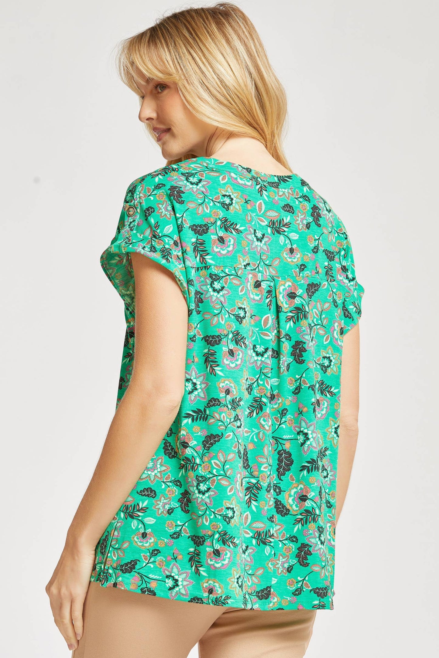 Lizzy Dolman Short Sleeve Wrinkle Free - Kelly Green