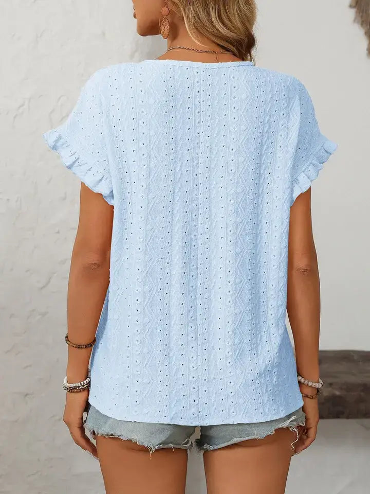 Hollow-Out Short-Sleeve Top