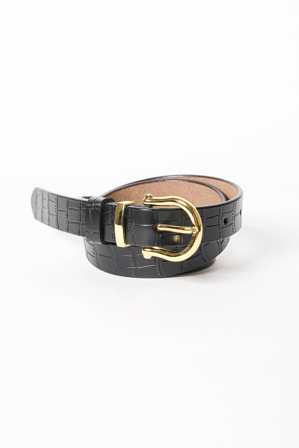 Faux Alligator Skin Leather Belt