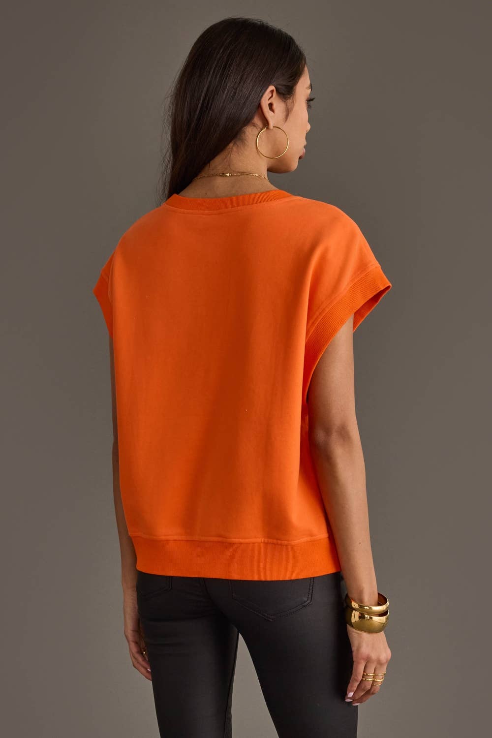 Orange & White Game Day Short Sleeve Sweatshirt