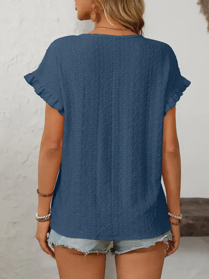 Hollow-Out Short-Sleeve Top