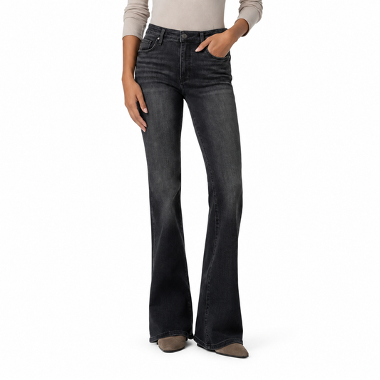 KUT from the Kloth Ana High Rise Flare - Black Intellect Wash