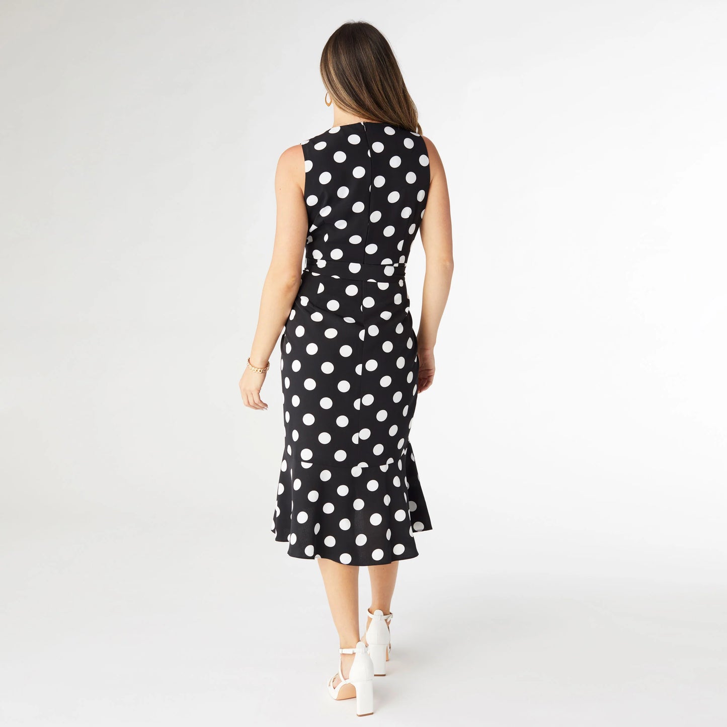 Cynthia Sleeveless Polka Dot Dress