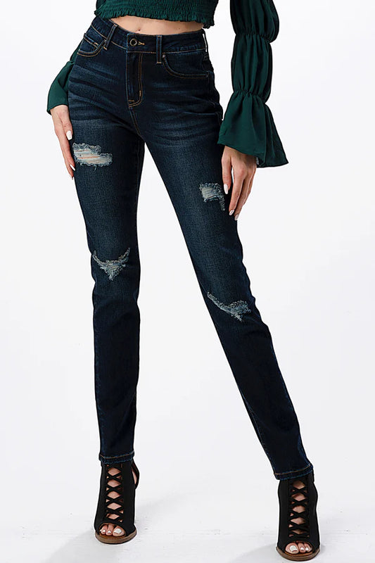 Grace LA Distressed Dark Wash Skinny