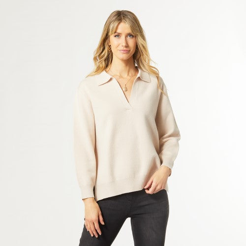 Eliza V-Neck Sweater with Collar