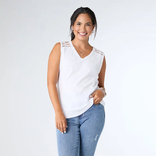 Ellis Tank with Crochet Trim