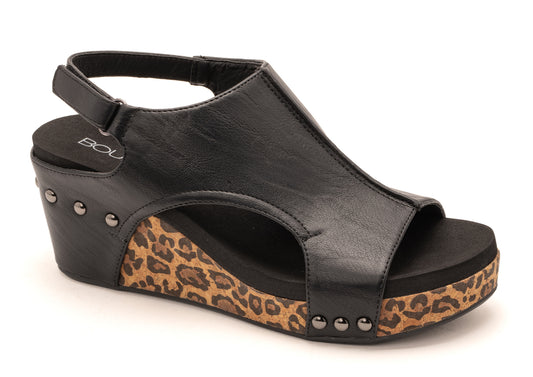 Corky's Footwear Carley - Black Smooth Leopard