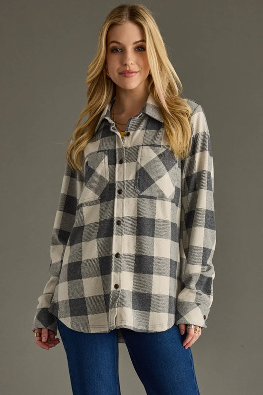 Gray Plaid Super Soft Button Up