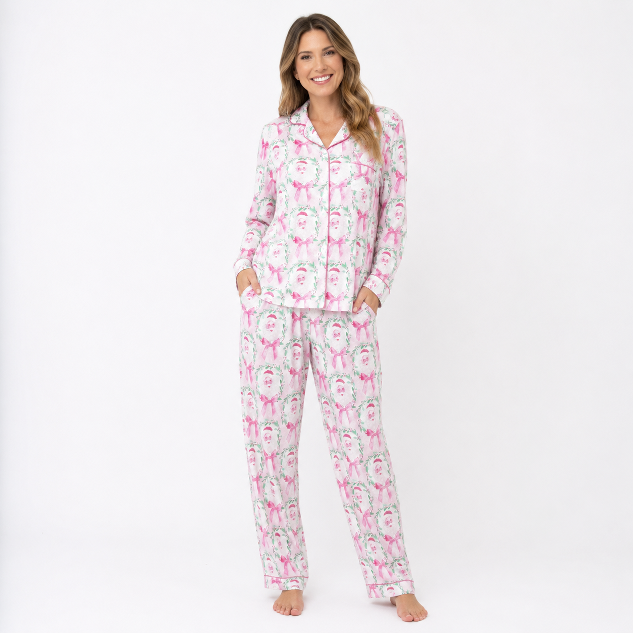 Dreamland Pajama Set: Blush Santa