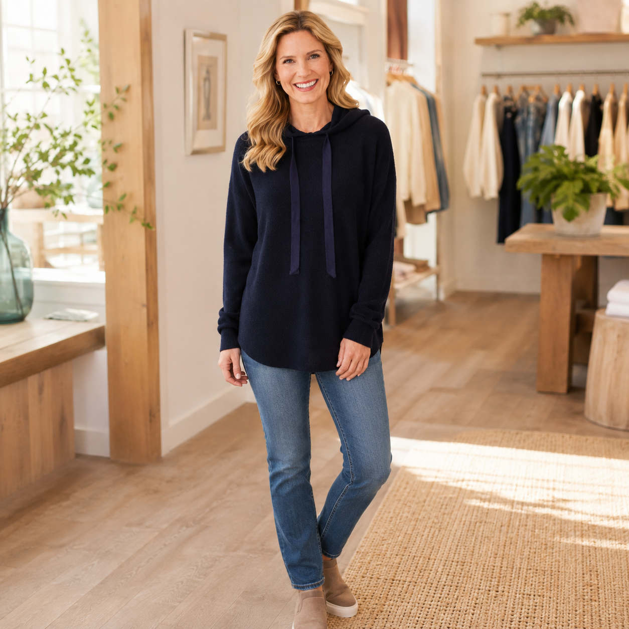 Lightweight Heavenly Luxe Hooded Sweater - Patriot Blue