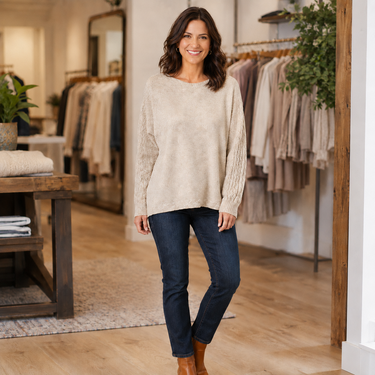 Heavenly Luxe Cable Knit Detail Dolman Sweater - Oatmeal