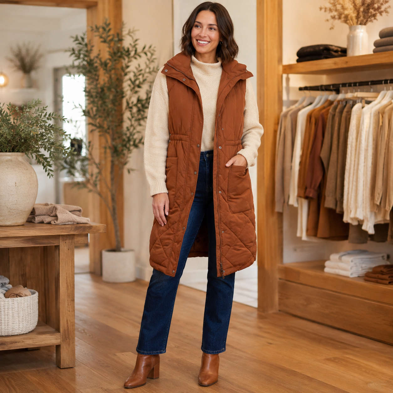 Carsyn Puffer Vest with Cinched Waist