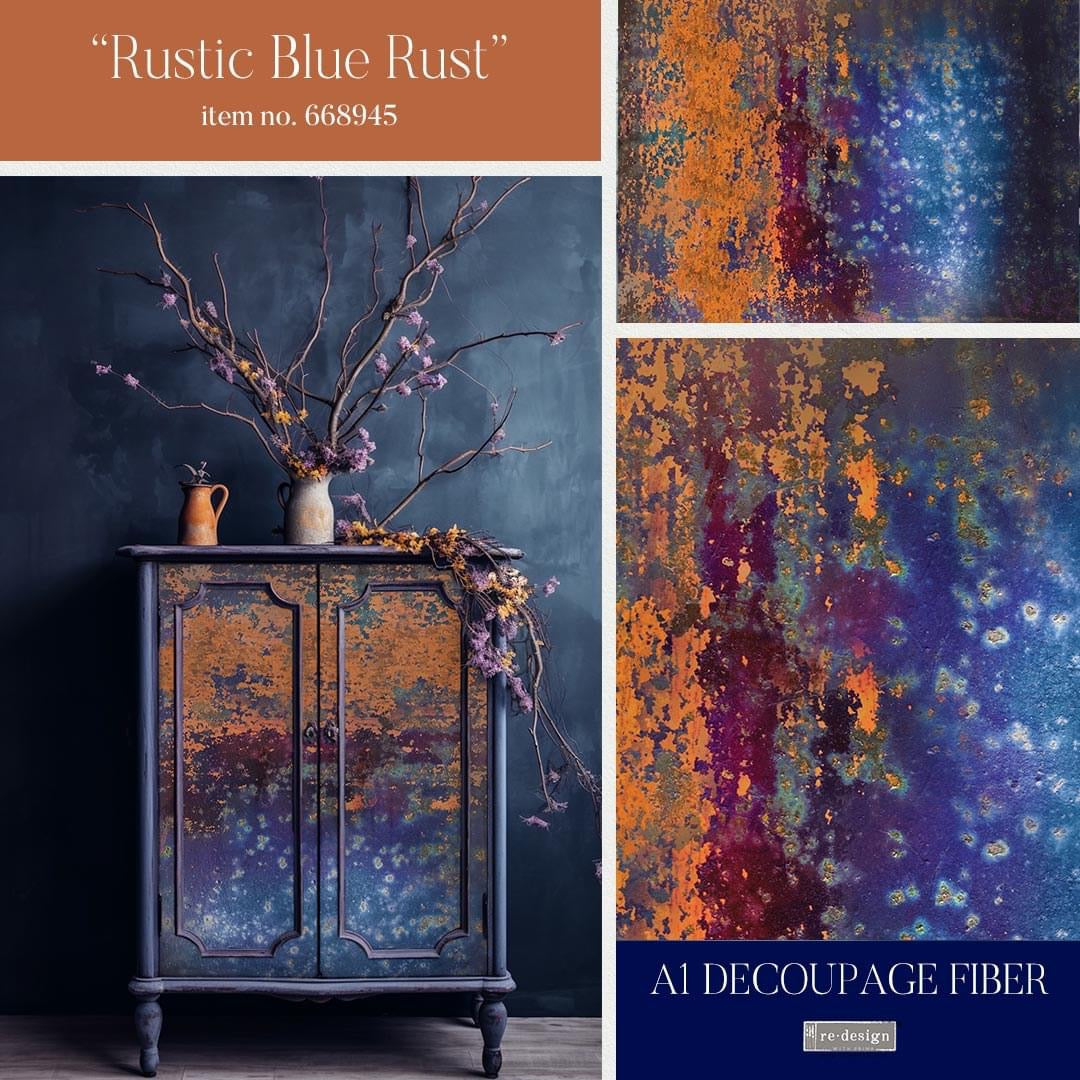 reDesign with Prima A1 Decoupage Papers - Rustic Blue Rust