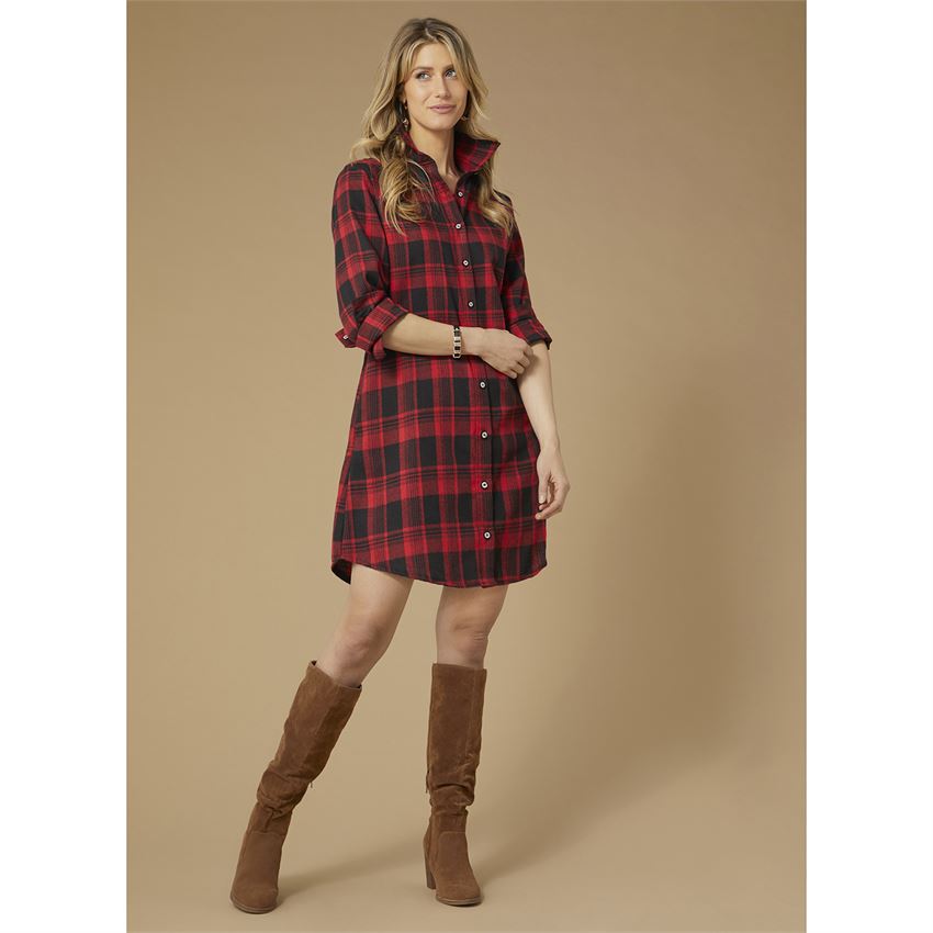 Joy Plaid Button Front Tunic Dress