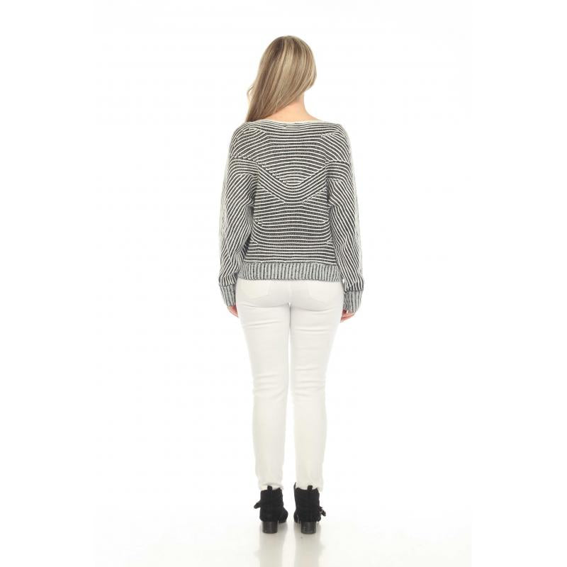 Round Neck Knit Black and White Top