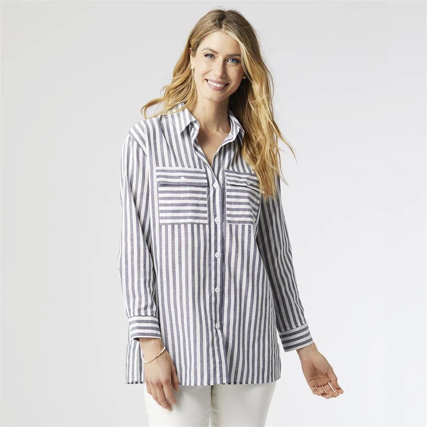 Keely Striped Utility Shirt