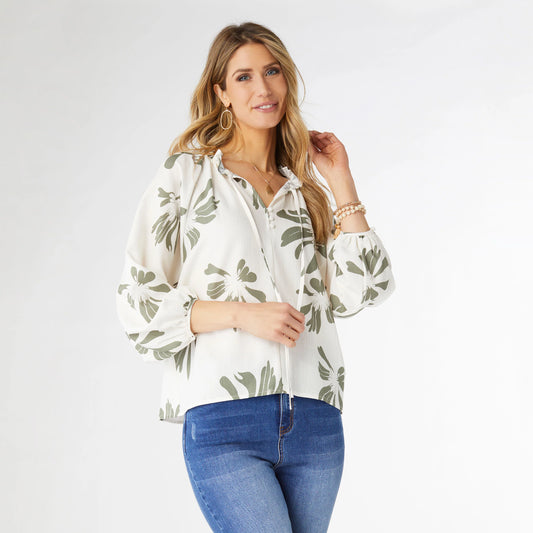 Marion Floral Print Blouse with Front Tie