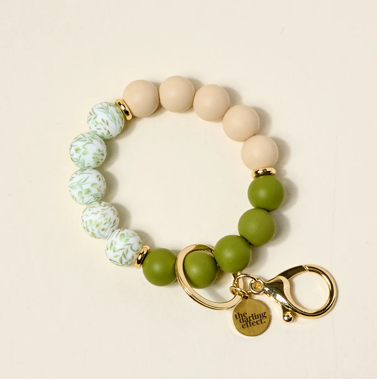 Hands-Free Beaded Keychain Wristlet - Olive Branch