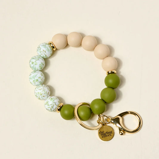 Hands-Free Beaded Keychain Wristlet - Olive Branch